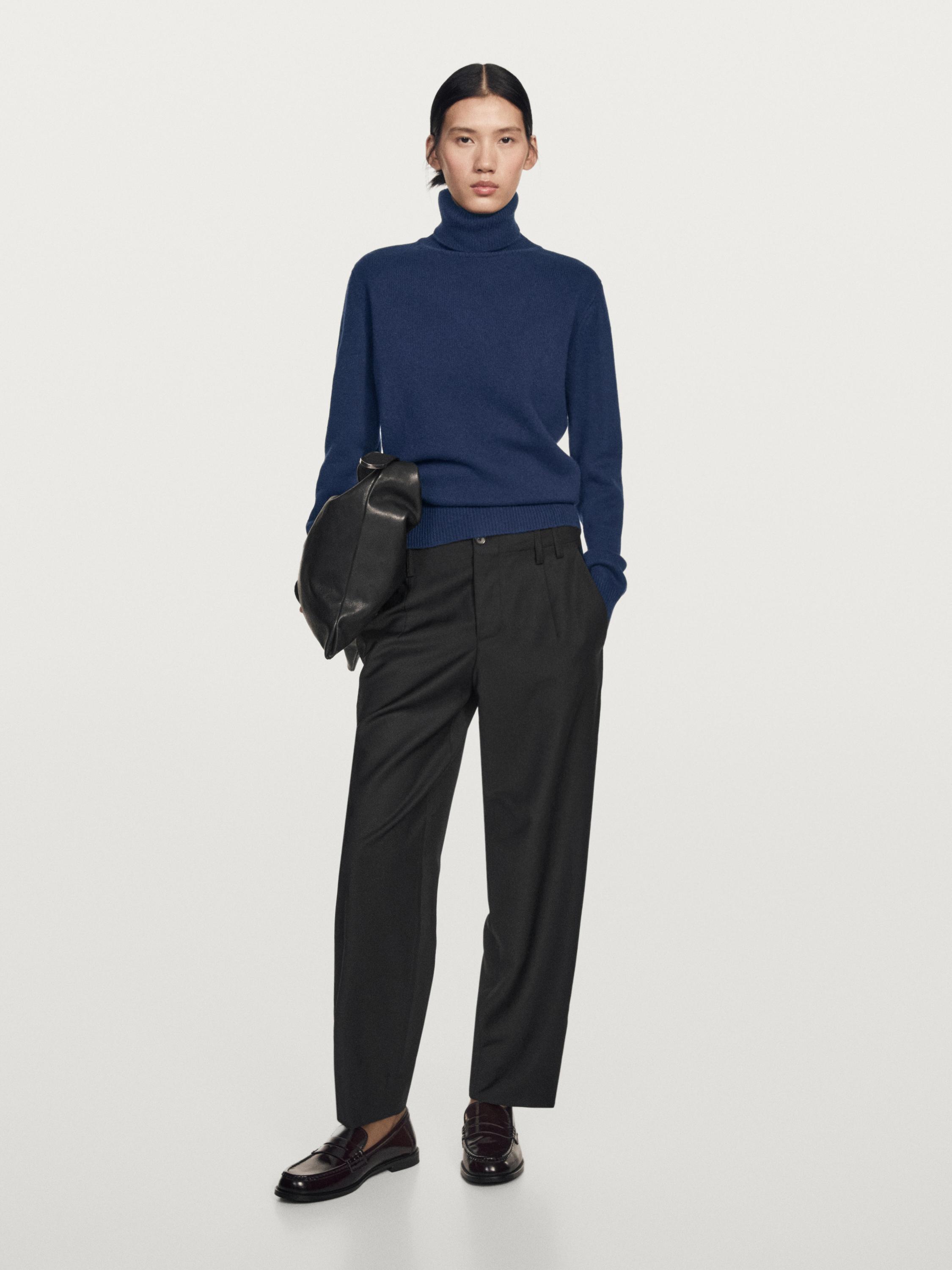 100% wool boyfriend fit trousers